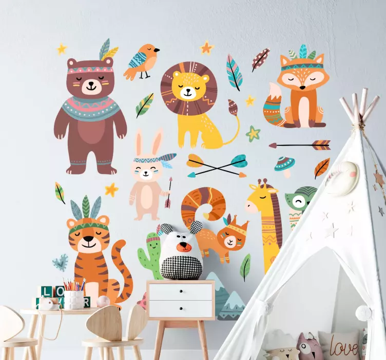 Wall sticker for kids whimsical animal scene - TenStickers