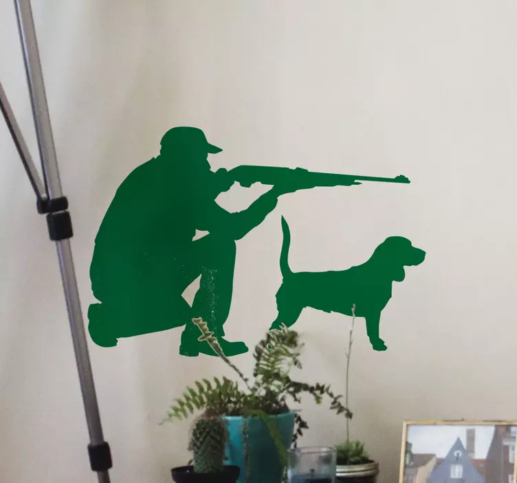 Wall sticker hunter with dog - TenStickers