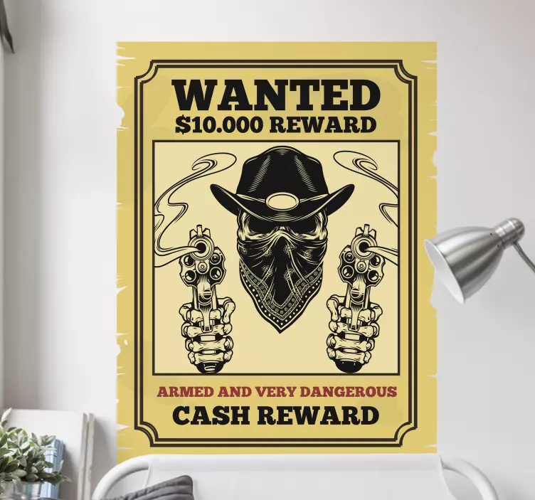 Wanted cash reward wall sticker - TenStickers
