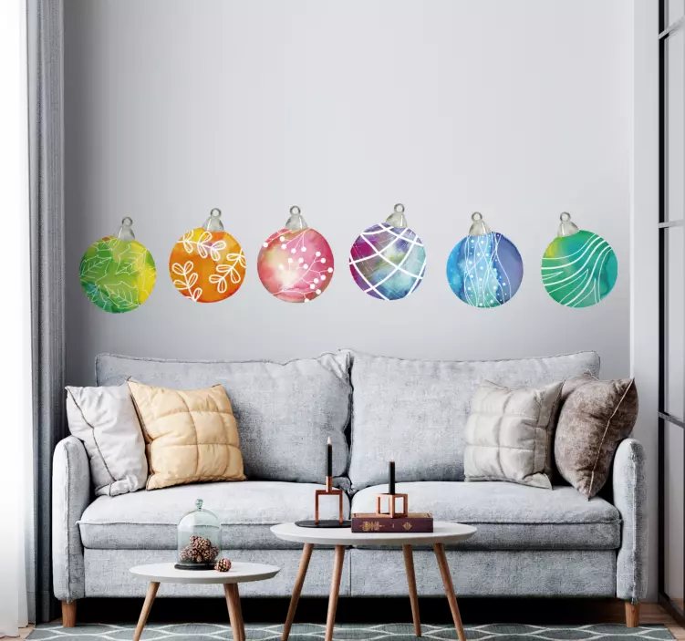 Watercolor christmas ornament christmas sticker - TenStickers