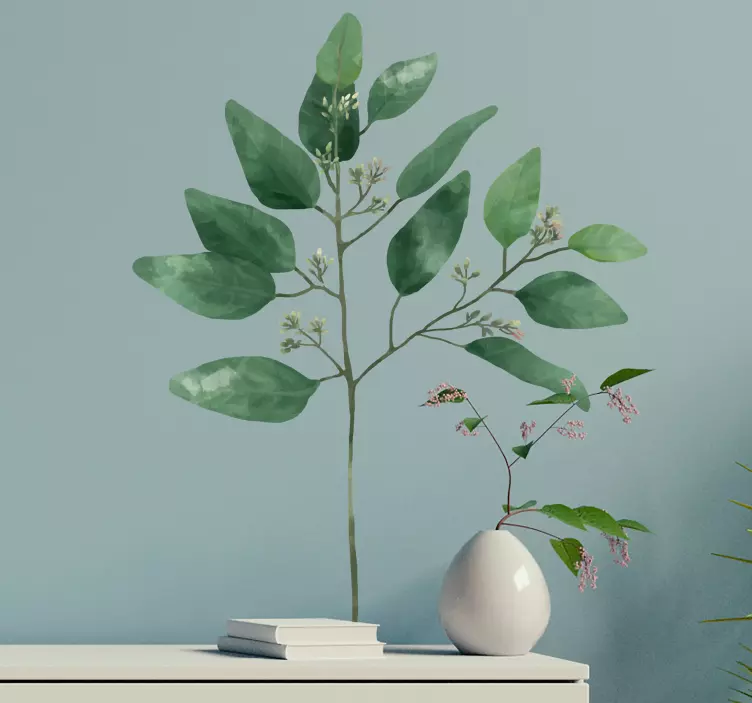 watercolor eucalyptus plant wall sticker - TenStickers