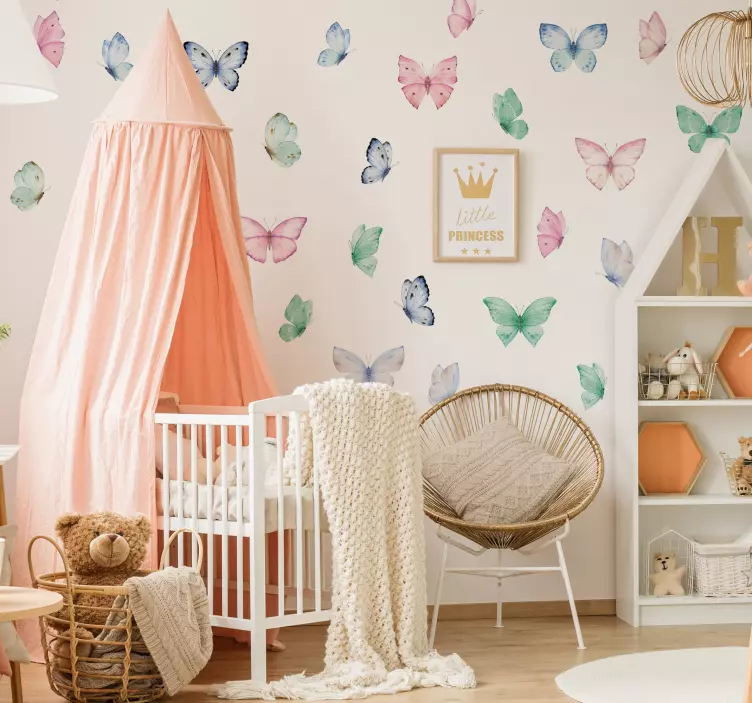 Watercolour Butterfly Wall Decals Kids Room - TenStickers