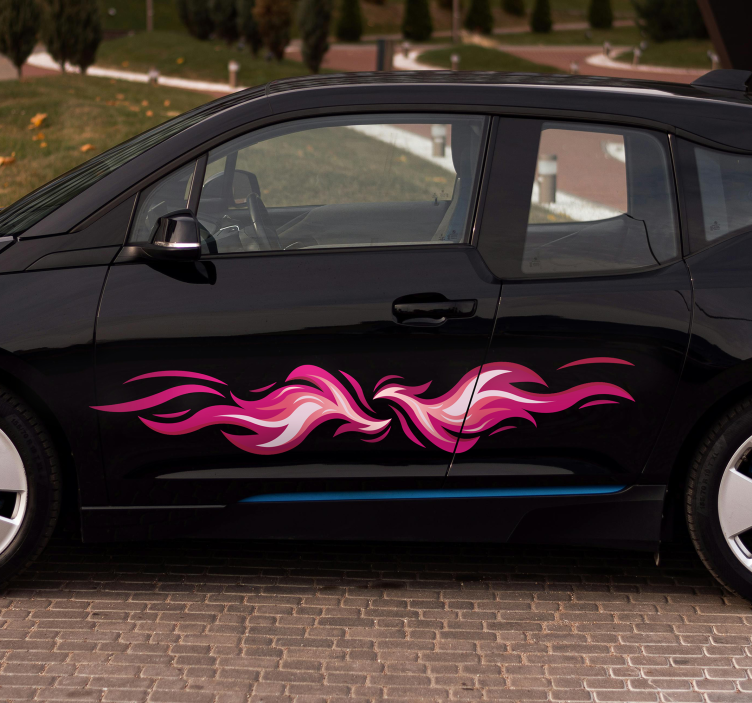 Wavy pink flames car sticker set - TenStickers