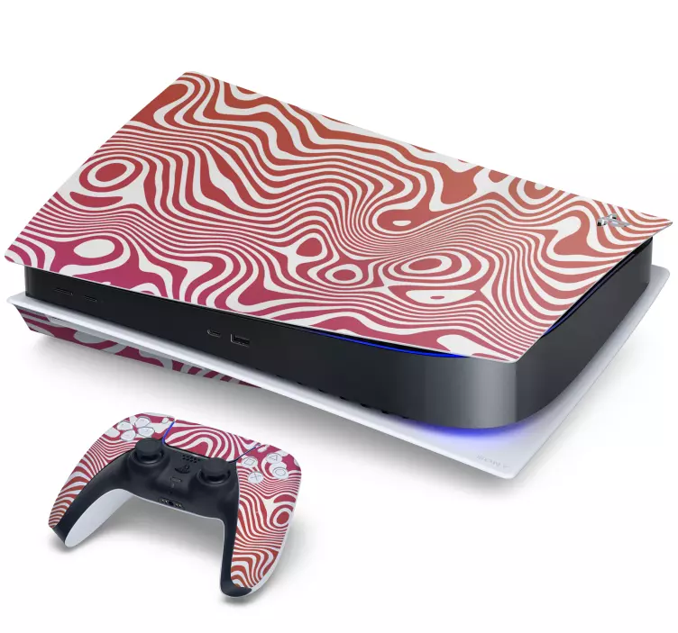 Wavy red patterns PS5 skin - TenStickers