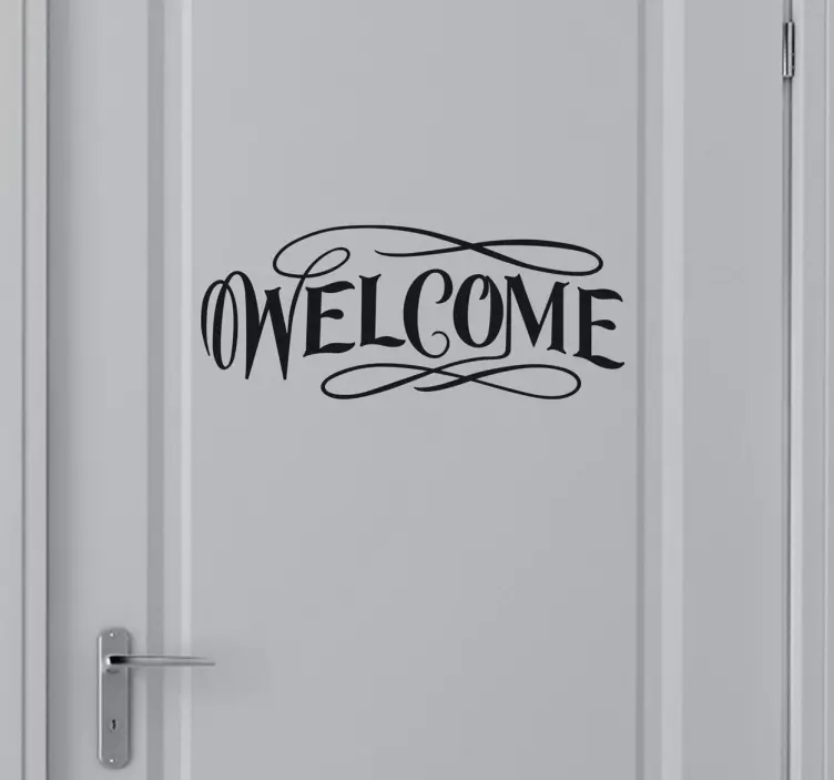 Calligraphic welcome text door sticker - TenStickers