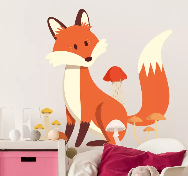 Whimsical fox artwork sticker - TenStickers