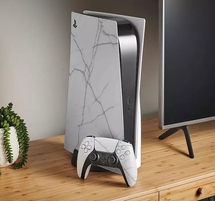 White marble PS5 decorative sticker - TenStickers