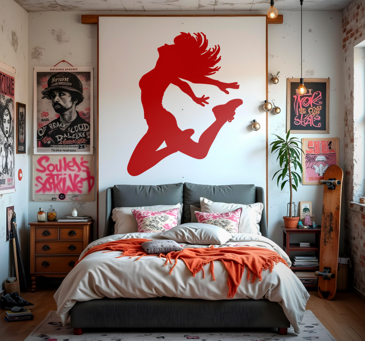 Woman doing somersault wall sticker - TenStickers