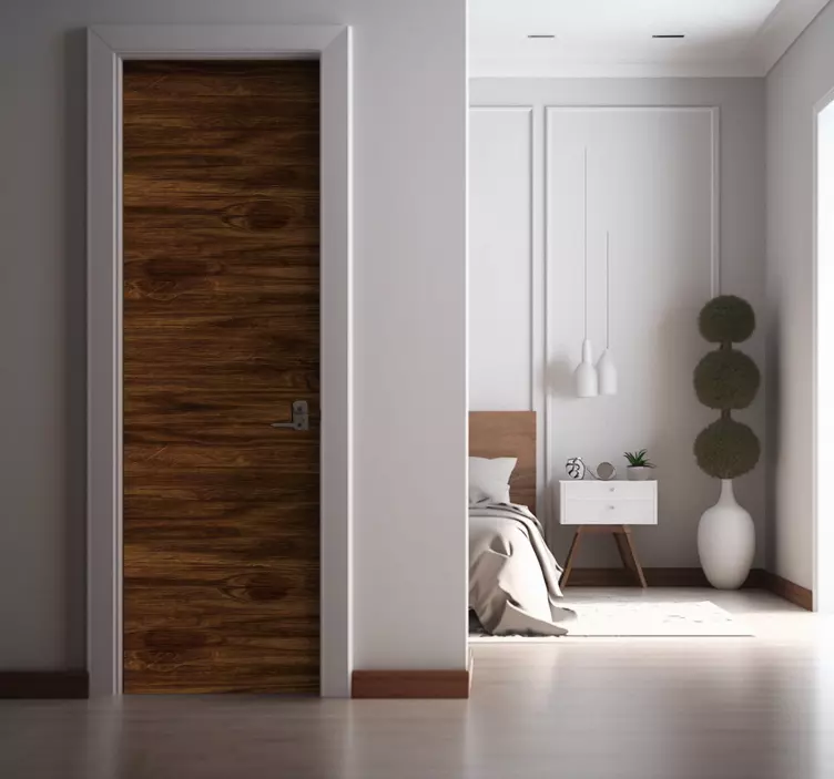 Wood grain brown door sticker - TenStickers
