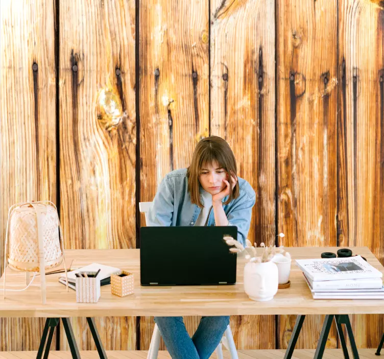 Wood panel background wall stickers for office - TenStickers