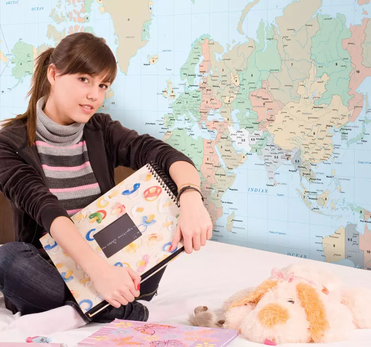 World Map Time Zones Wall Sticker - TenStickers