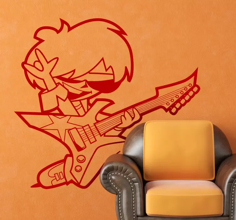 Young Rock Guitarist Kids Sticker - TenStickers