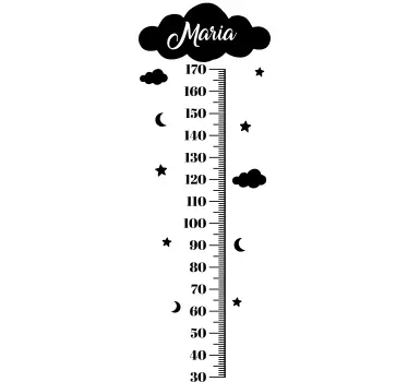 Clouds with stars height chart wall sticker - TenStickers