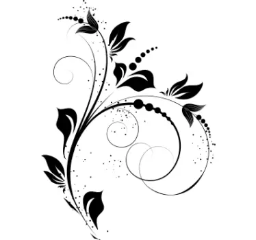Floral Ornamental Curve Living Room Wall Sticker - TenStickers