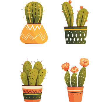 Cactus shapes window sticker - TenStickers