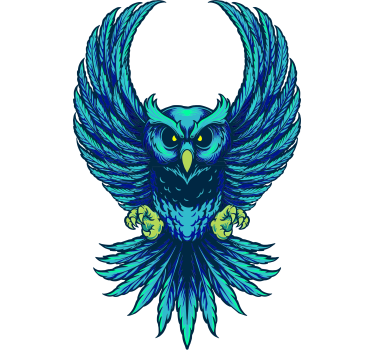 Colourful flying owl car sticker - TenStickers