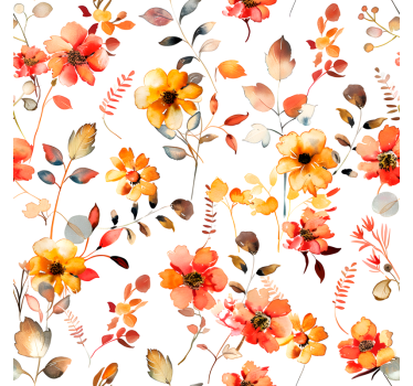autumn flowers pattern window sticker - TenStickers