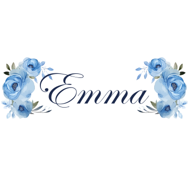 Blue flowers bike sticker with name - TenStickers