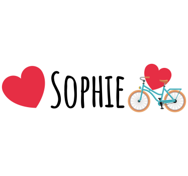 Two hearts bike sticker with name - TenStickers