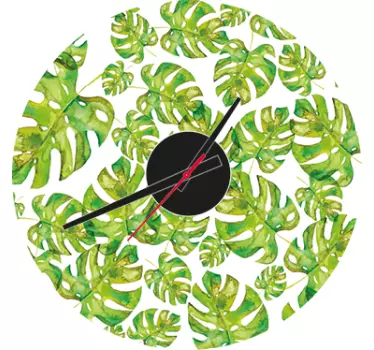 Leafy Clock Wall Vinyl - TenStickers