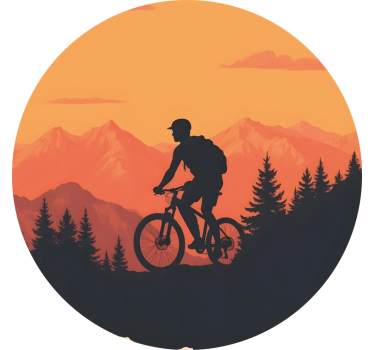 Orange sunset bike sticker - TenStickers