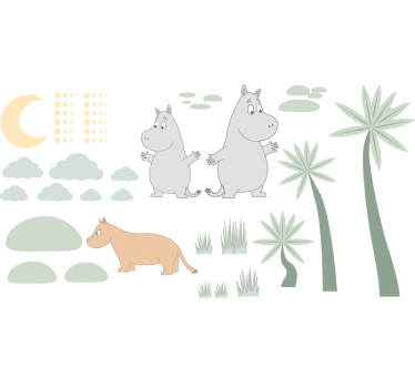 Nordic hippo design illustration wall sticker - TenStickers