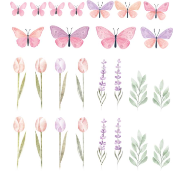 Butterflies and tulips window sticker - TenStickers