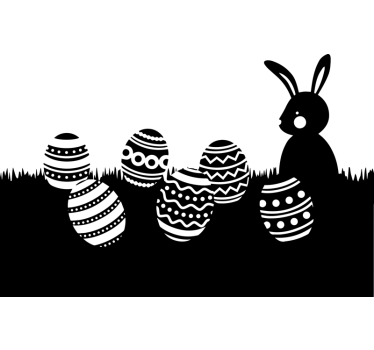Bunny and easter eggs in the meadow shop window sticker - TenStickers