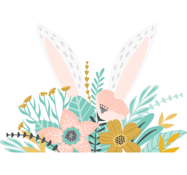 Bunny ears and plants shop window sticker - TenStickers