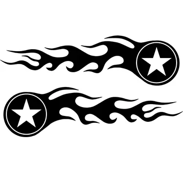 Star on Fire Motorbike Sticker - TenStickers