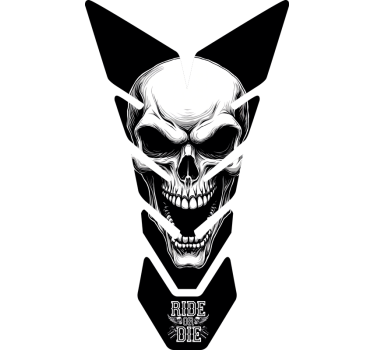 White skull motorbike sticker - TenStickers
