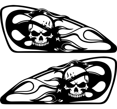 Skull in fire motorbike sticker - TenStickers