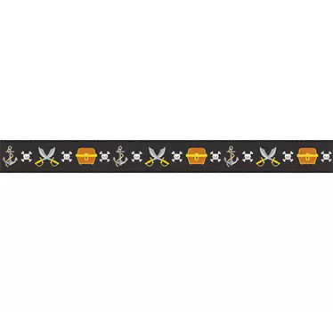 Children's room pirate flag wall border sticker - TenStickers