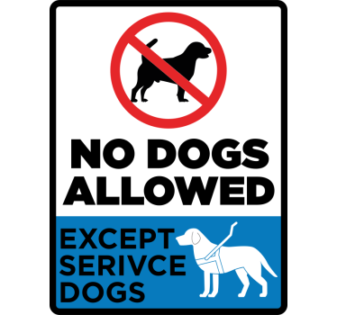 "No dogs allowed except service dogs" shop window sticker - TenStickers
