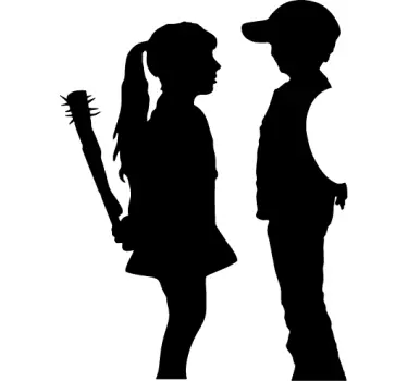 Childhood Silhouette Interaction laptop sticker - TenStickers