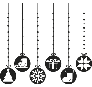 Christmas balls with symbols shop window sticker - TenStickers
