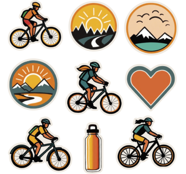 Random cycling set bike sticker - TenStickers