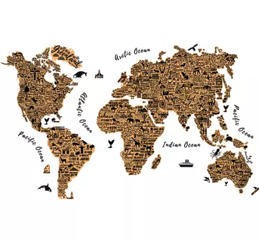 World with text living room wall sticker - TenStickers