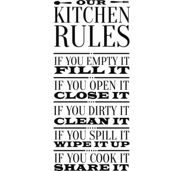 kitchen basic rules home text wall decal - TenStickers