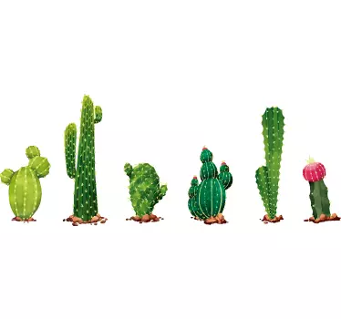 Many cactus border sticker - TenStickers