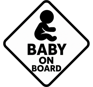 Black and white design Baby on board sticker - TenStickers