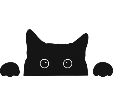 Curious black cat window sticker - TenStickers