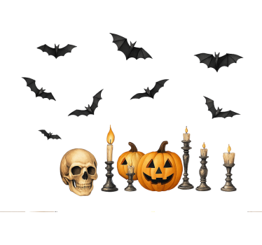 Diverse Halloween decorations window sticker - TenStickers