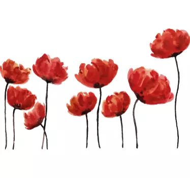 Poppies flower wall decal - TenStickers