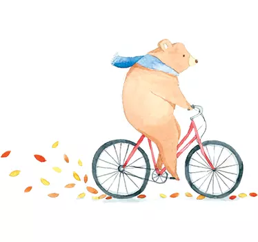 Bear in autumn illustration wall art - TenStickers
