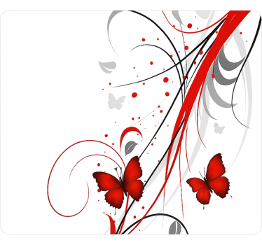 Red floral butterflies  laptop sticker - TenStickers