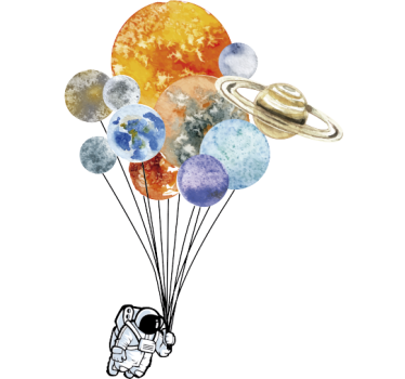 Planetary balloons science space wall sticker - TenStickers