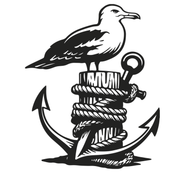 Black anchor seagull caravan decal - TenStickers