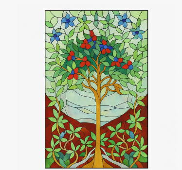 Tree Stained Glass shower screen sticker - TenStickers