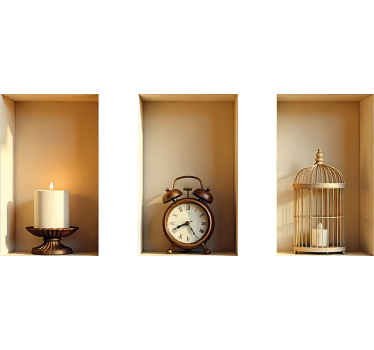 Vintage elements in a frame 3d wall sticker - TenStickers
